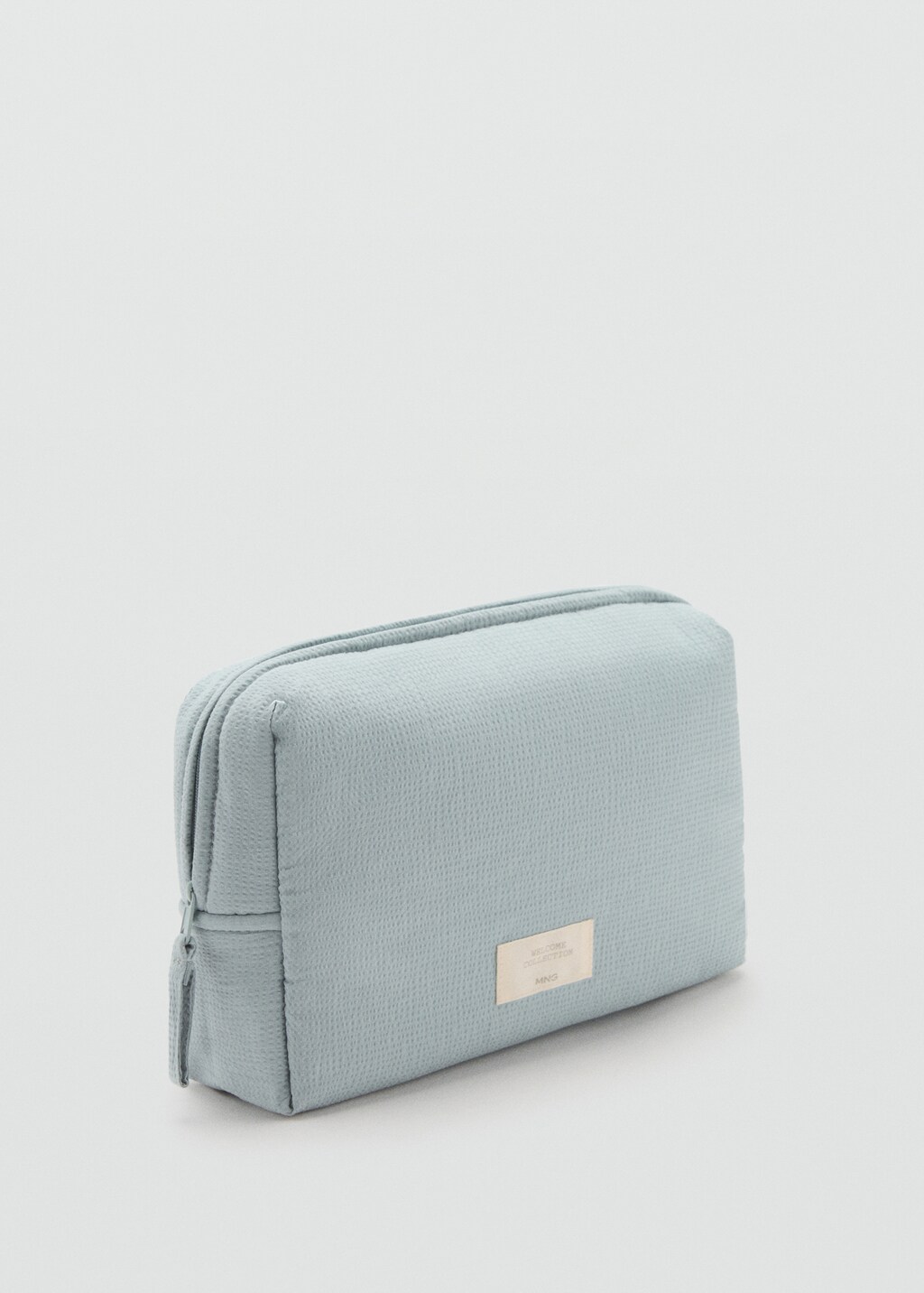 Textured cotton cosmetic bag