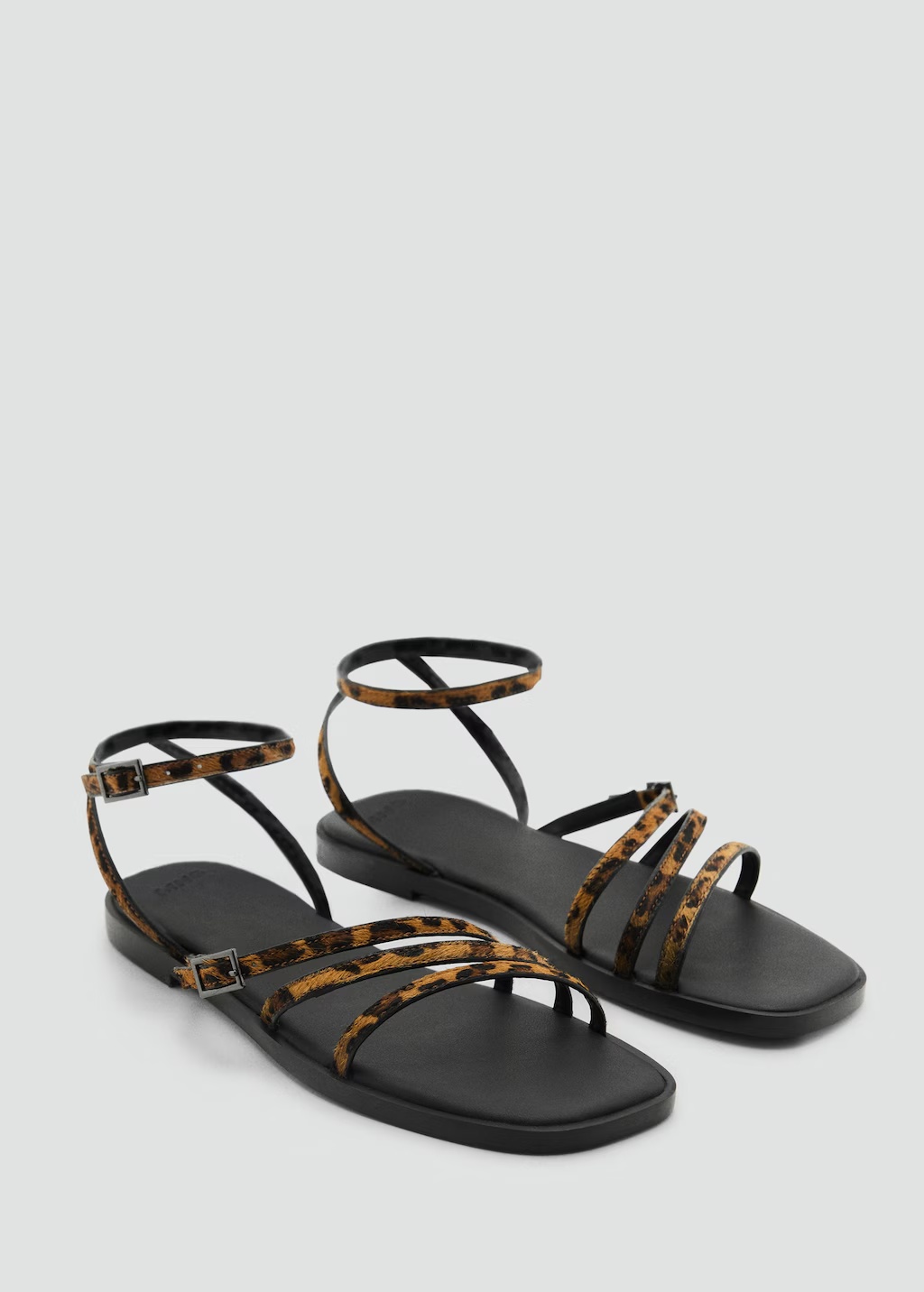 Animal-print sandals with straps