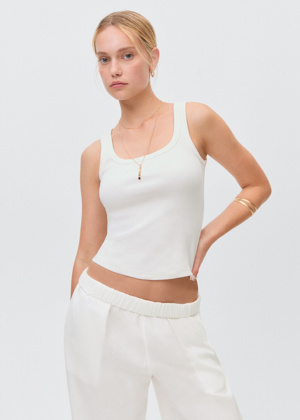 Straight linen-blend pants