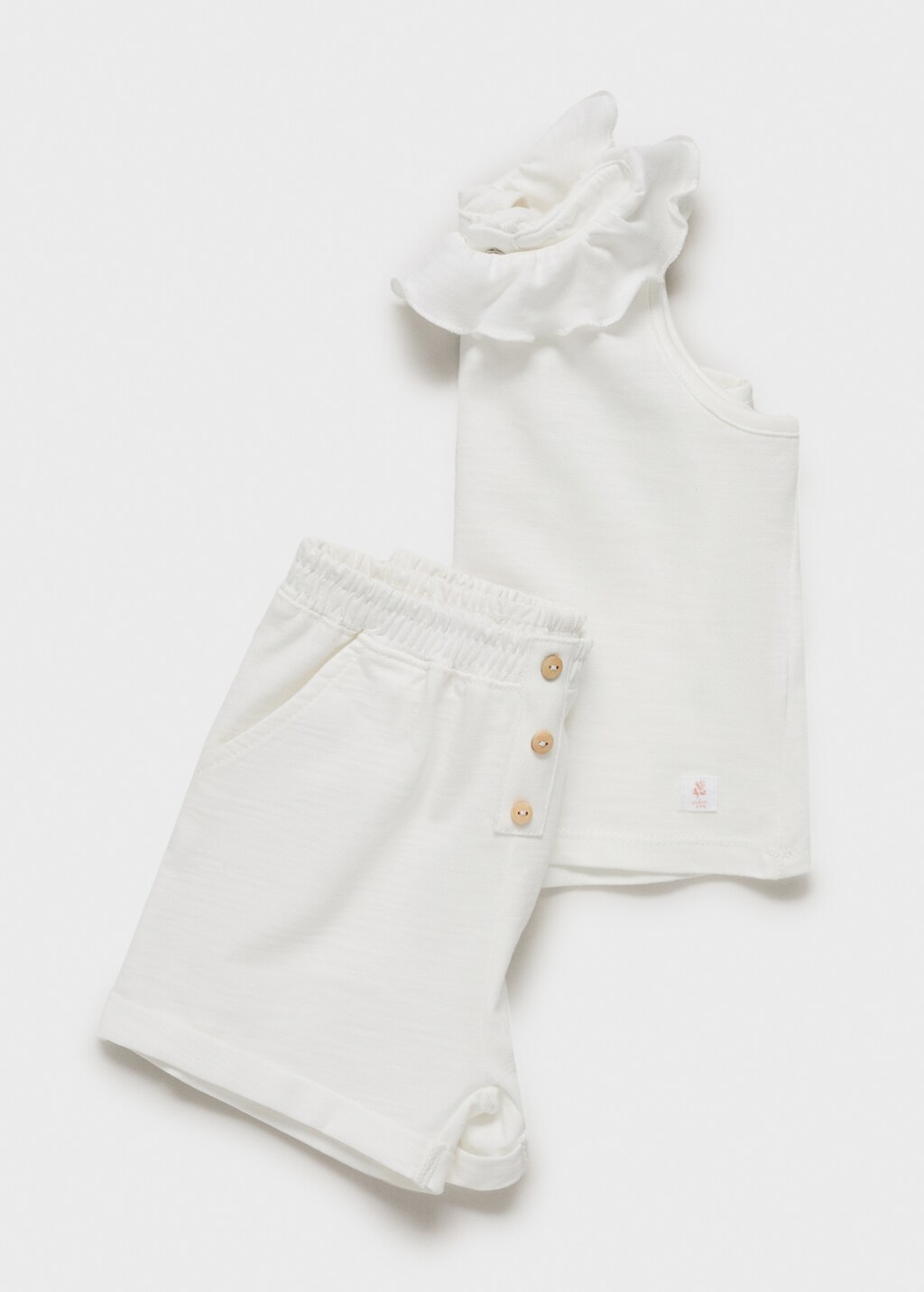 Ruffle-neck cotton t-shirt