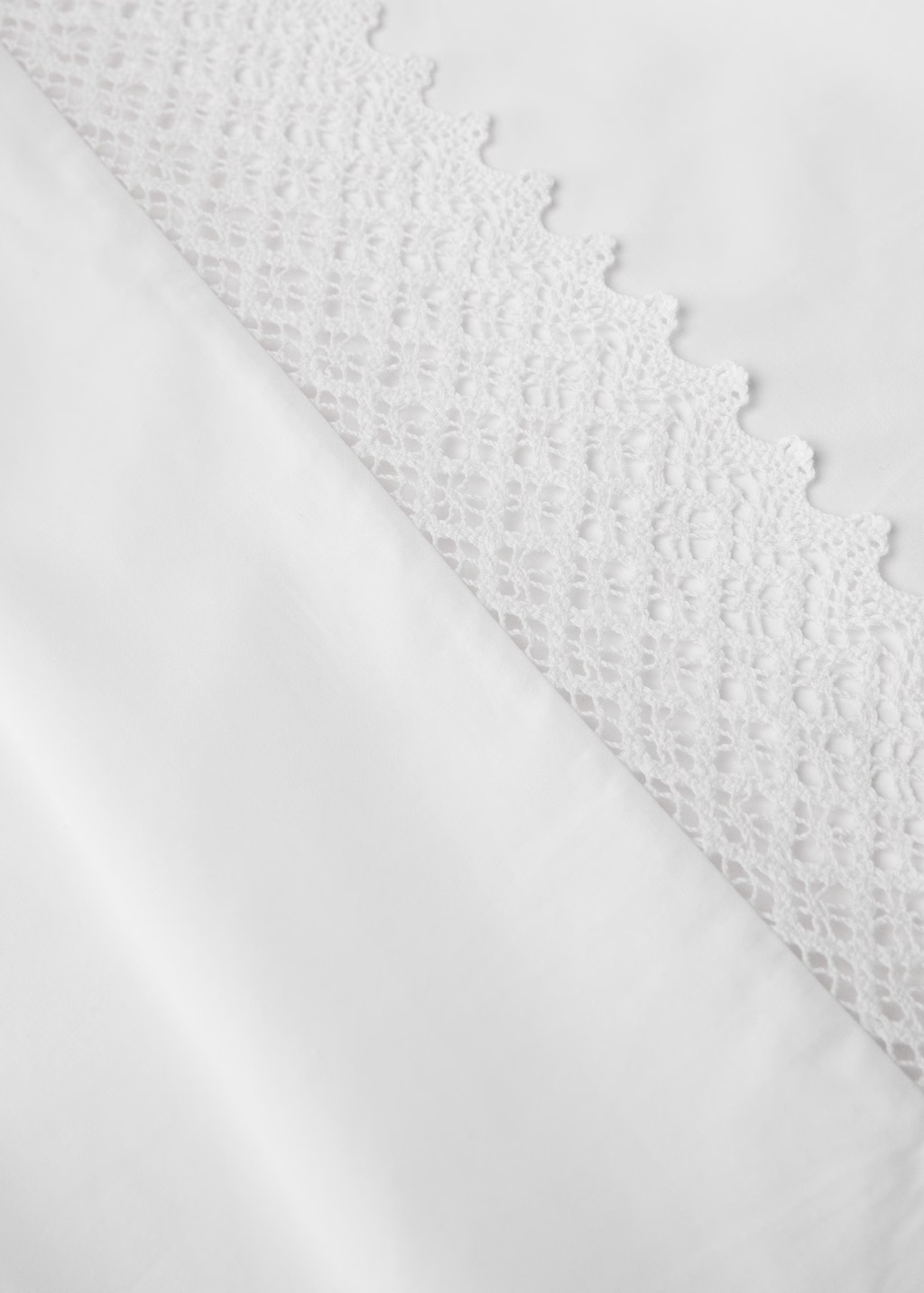 Cotton percale lace top sheet for 90 cm bed