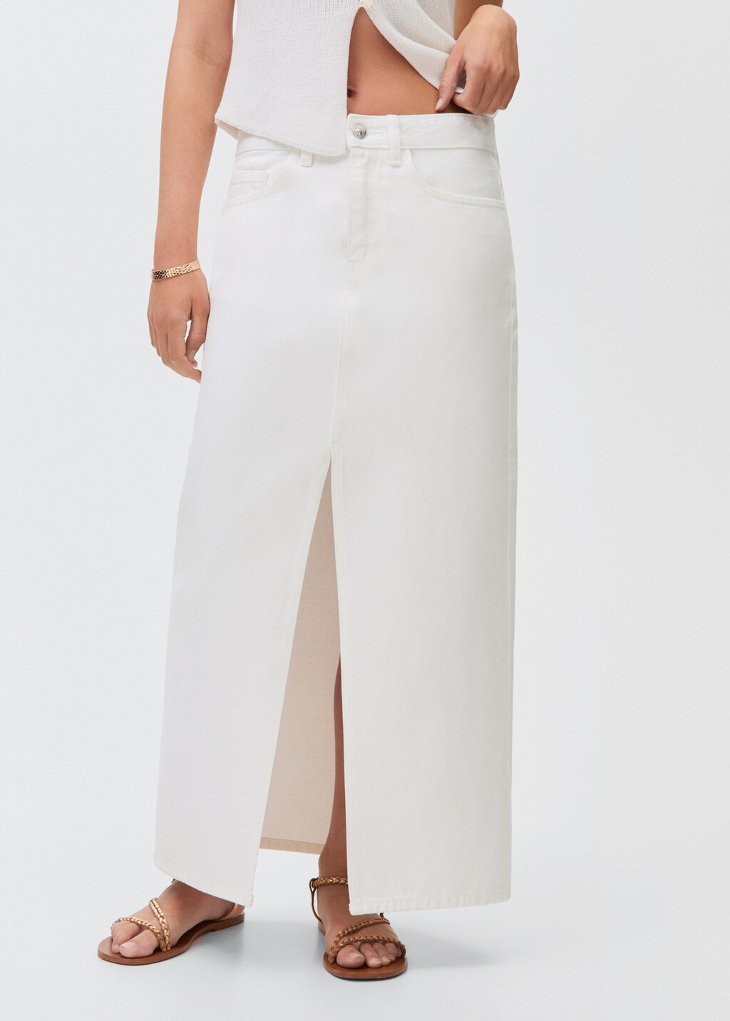 Long denim skirt