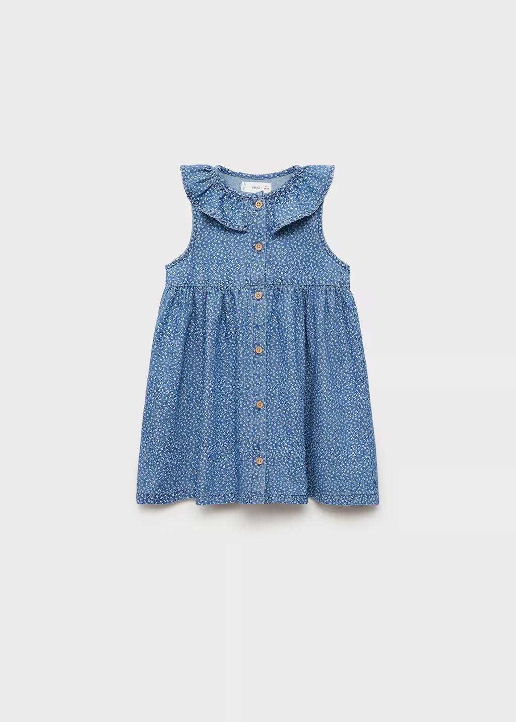 Denim dress with babydoll neckline