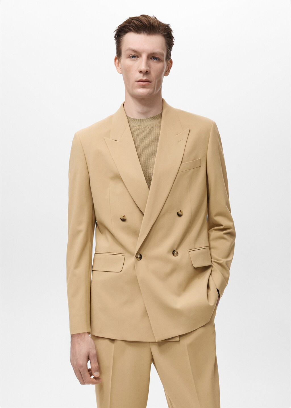 Boston regular-fit double-breasted suit blazer