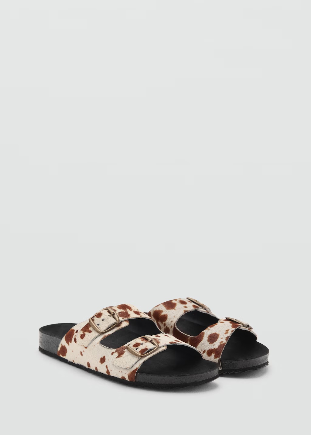 Animal-print leather sandals