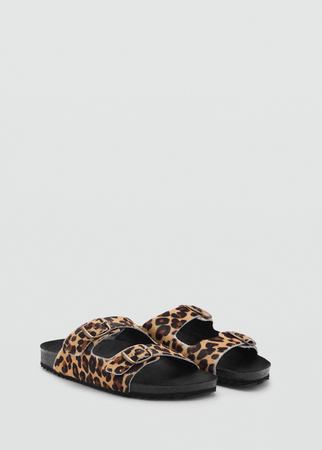 Animal-print leather sandals