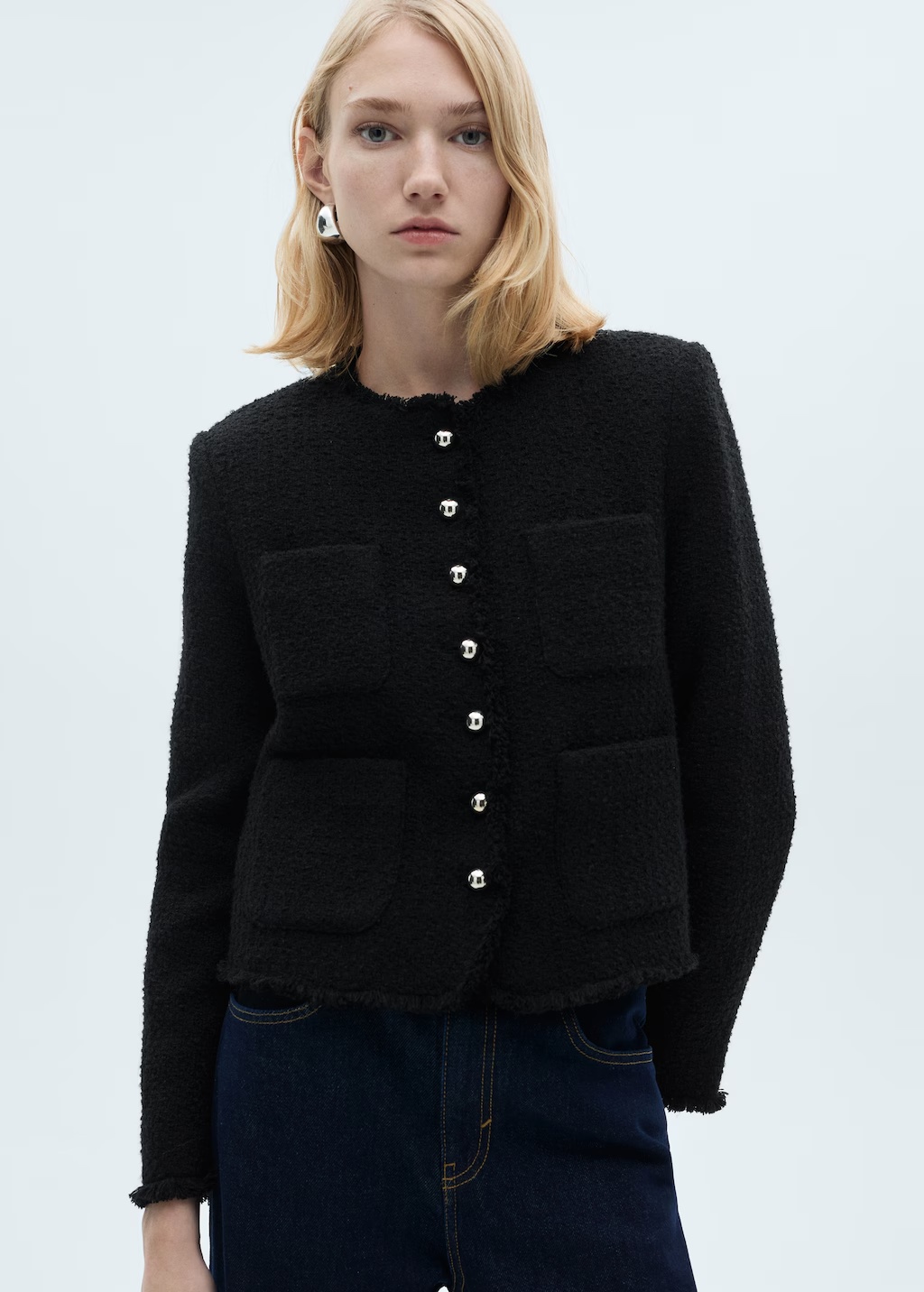 Tweed jacket with jewel buttons