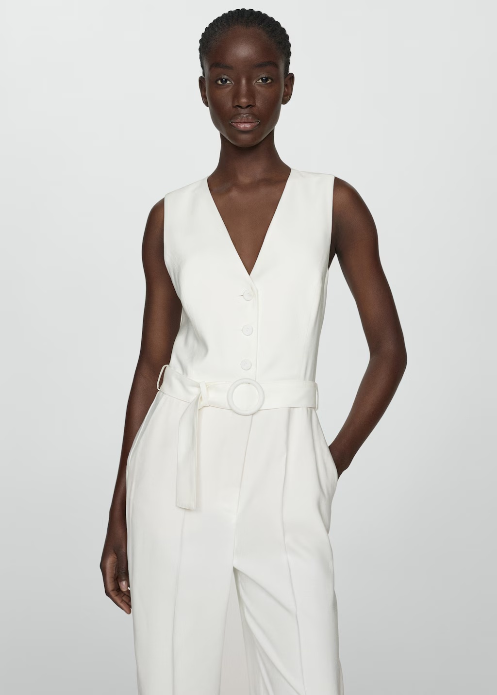 Belt long jumpsuit