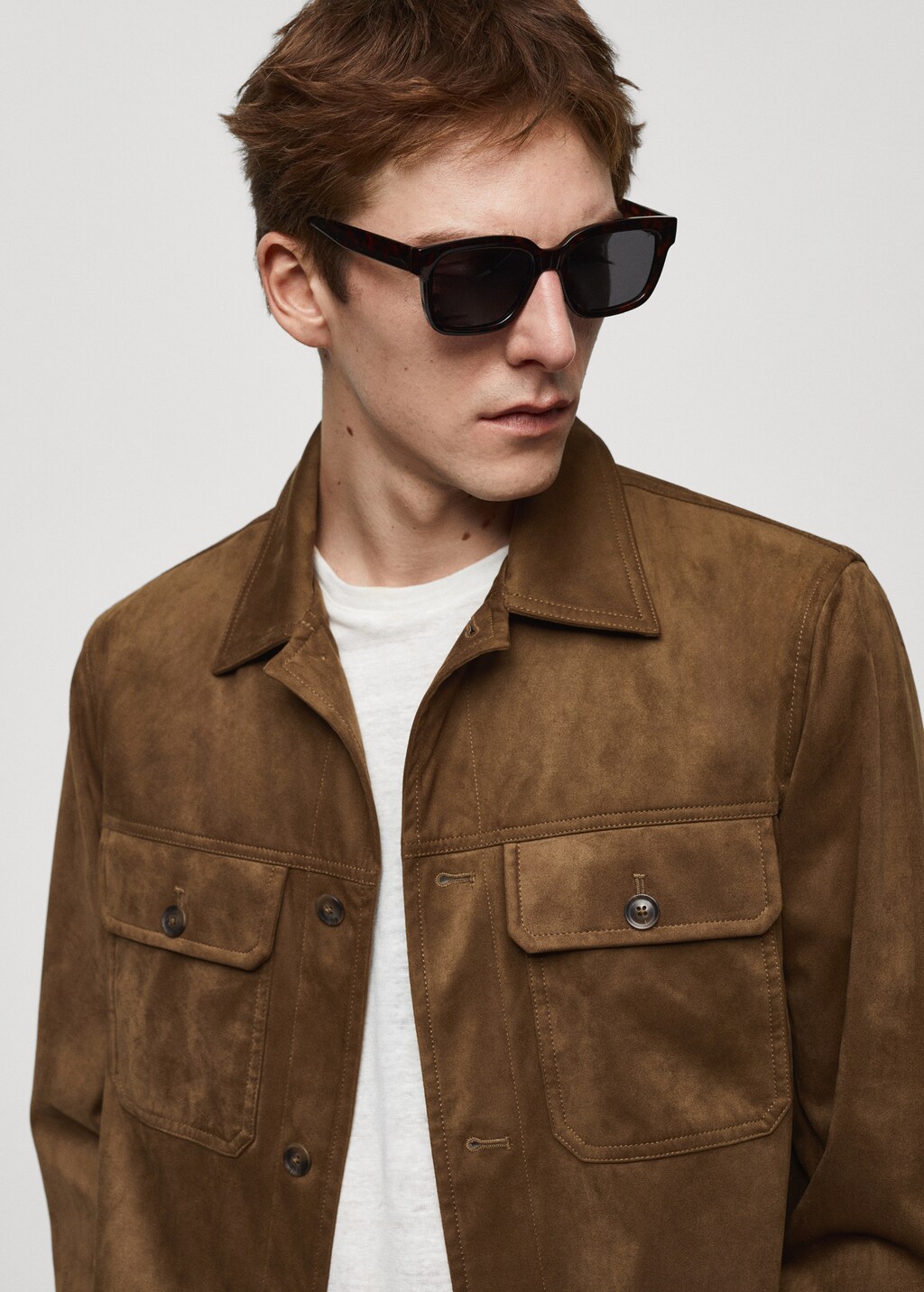 Suede effect overshirt with pockets 5 Suede effect overshirt with pockets