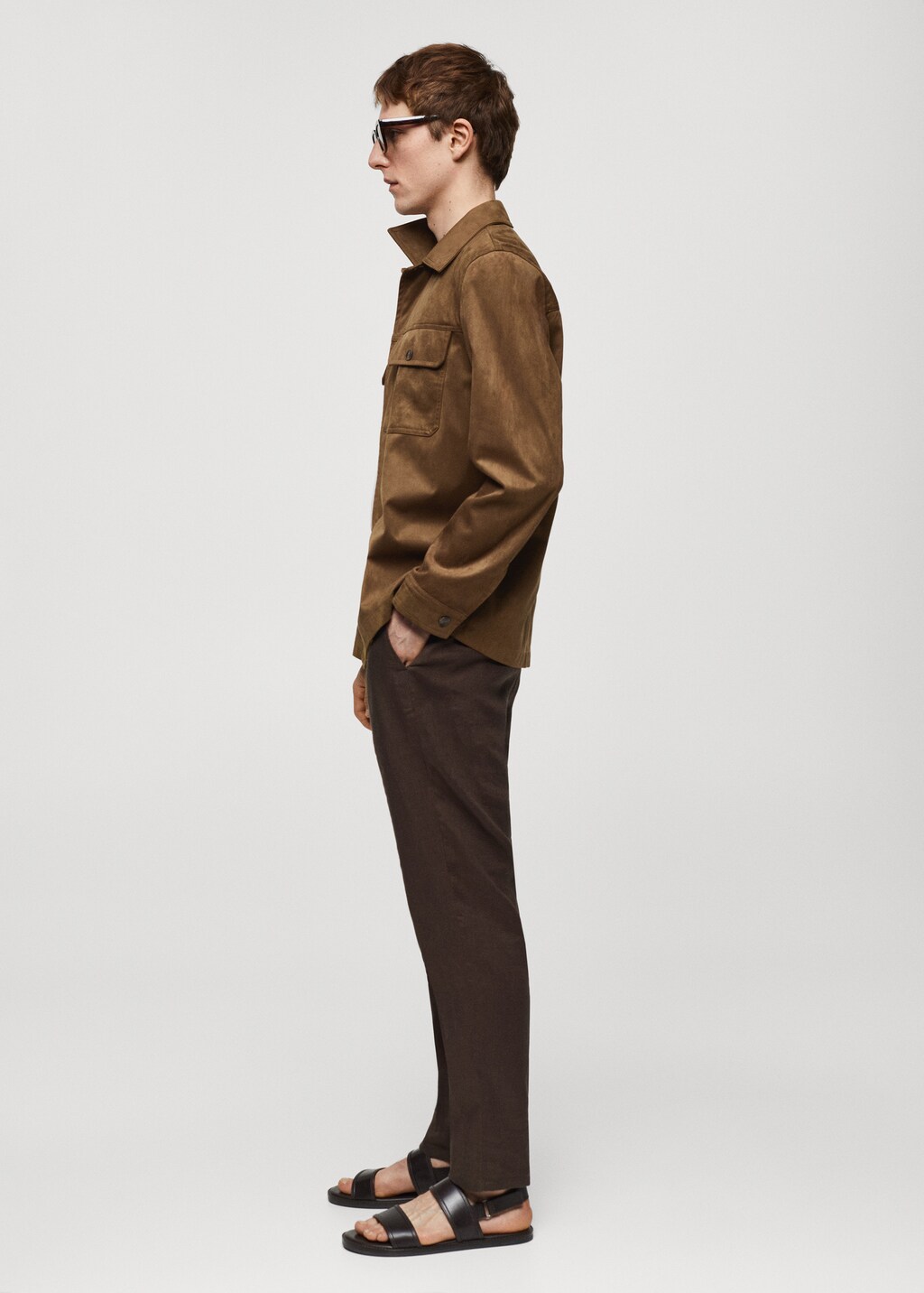 Suede effect overshirt with pockets 6 Suede effect overshirt with pockets