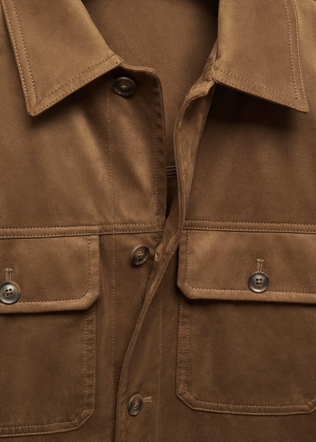 Suede effect overshirt with pockets 7 Suede effect overshirt with pockets