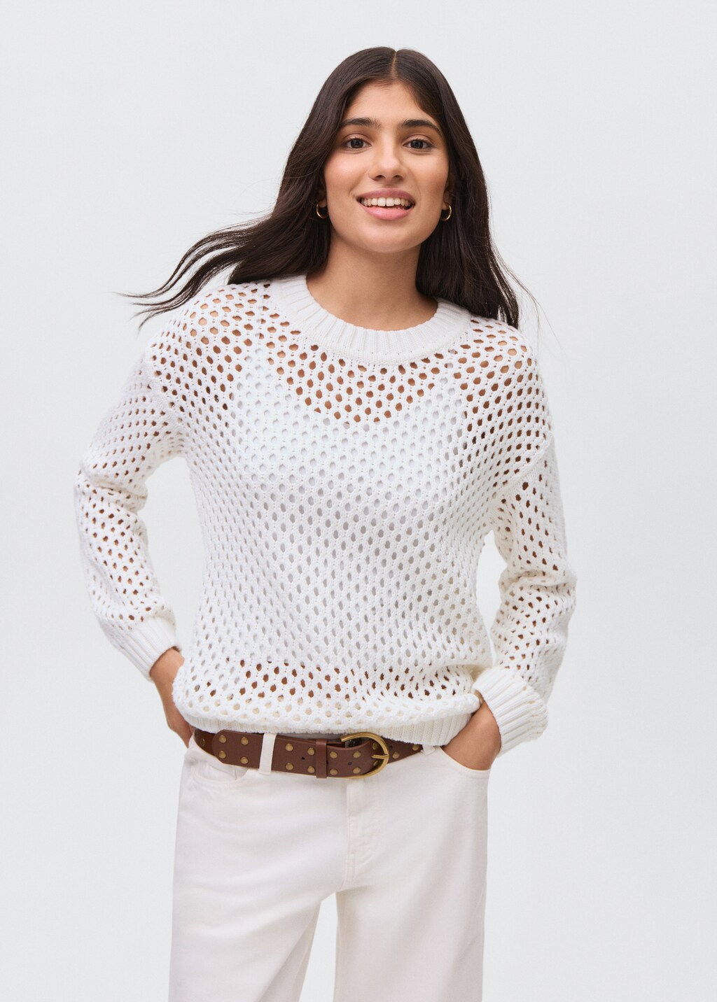 Openwork knit sweater