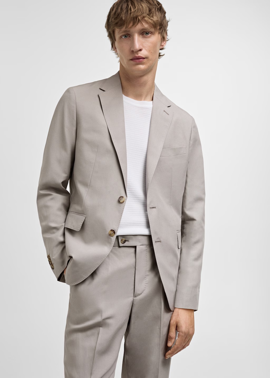 Slim-fit linen-blend suit jacket