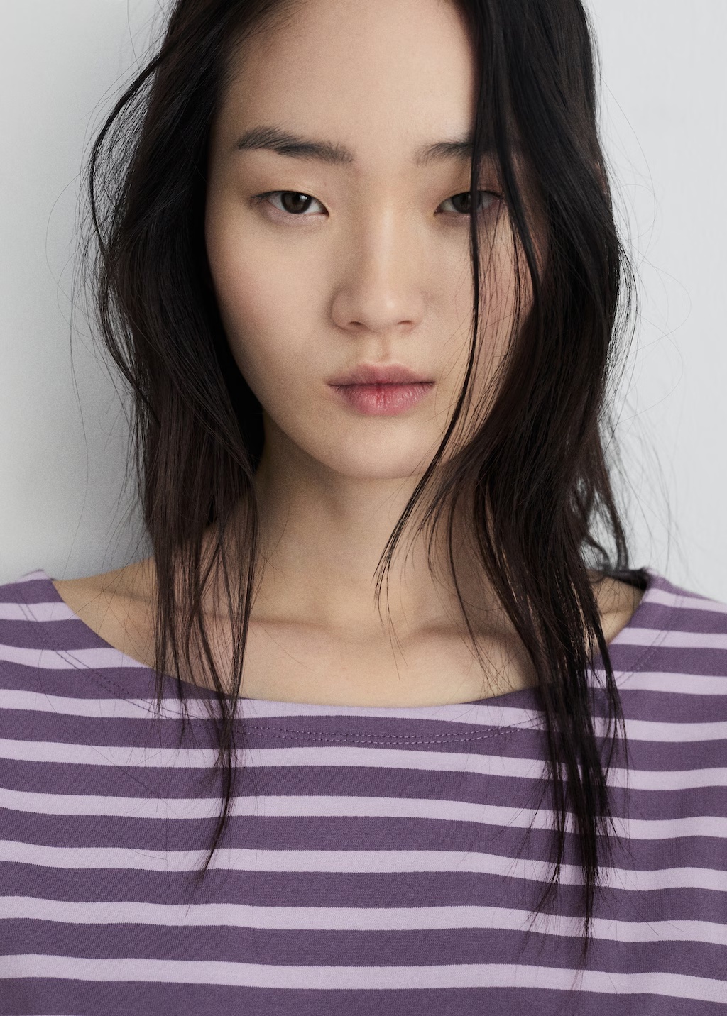 Woven cotton striped t-shirt