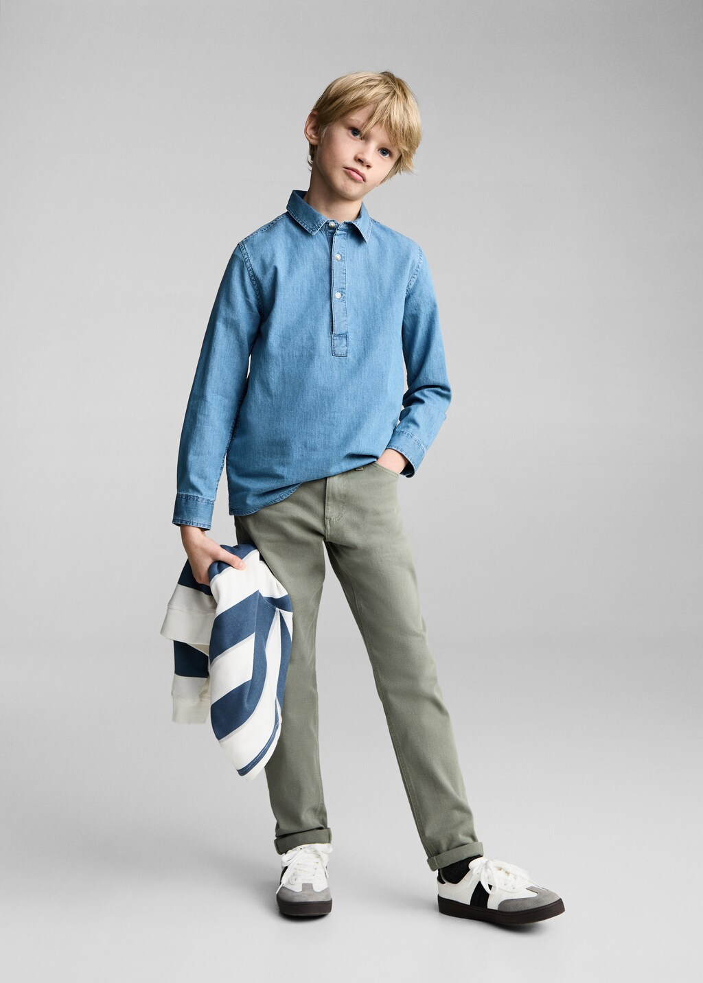 Denim shirt with polo collar 3 Denim shirt with polo collar