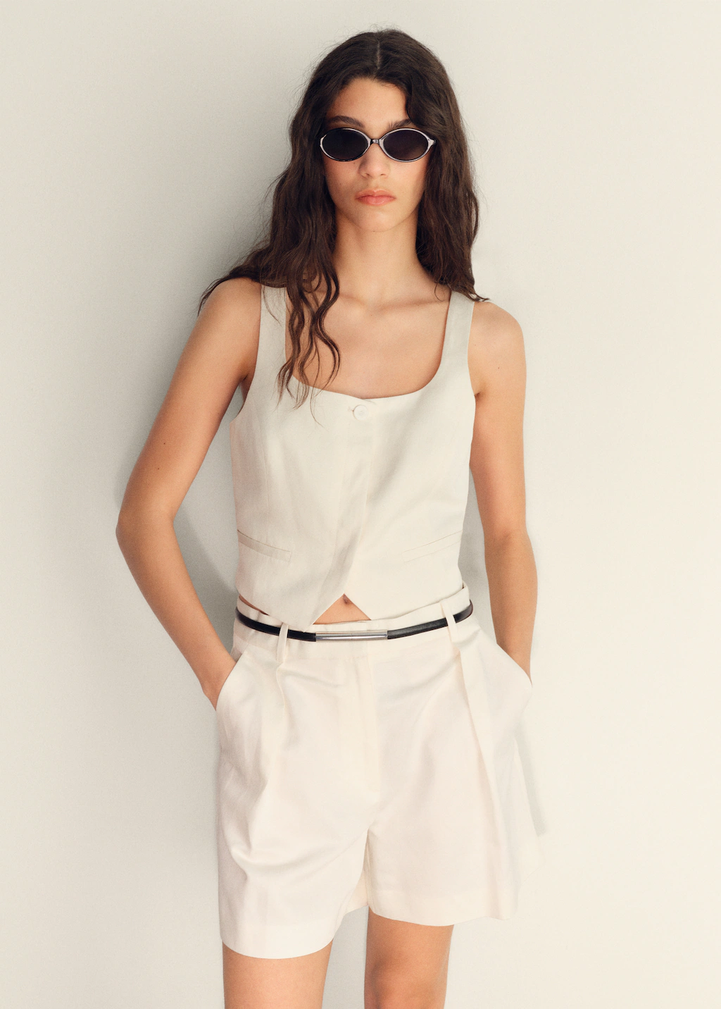 Linen-blend suit bermuda shorts