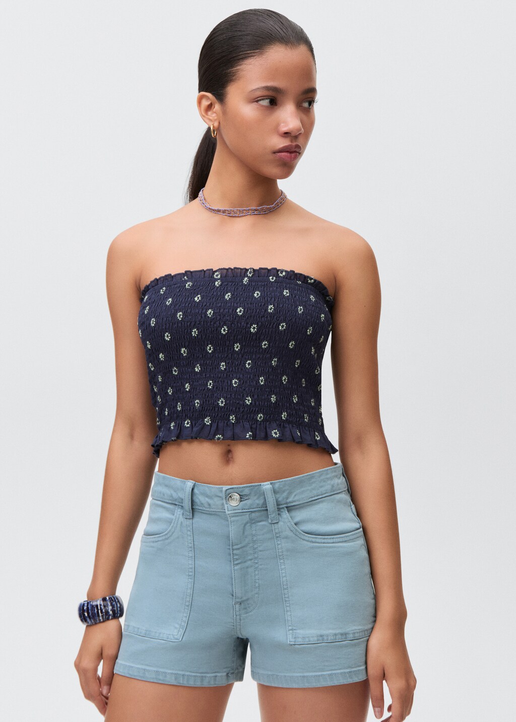 Straight-fit denim shorts