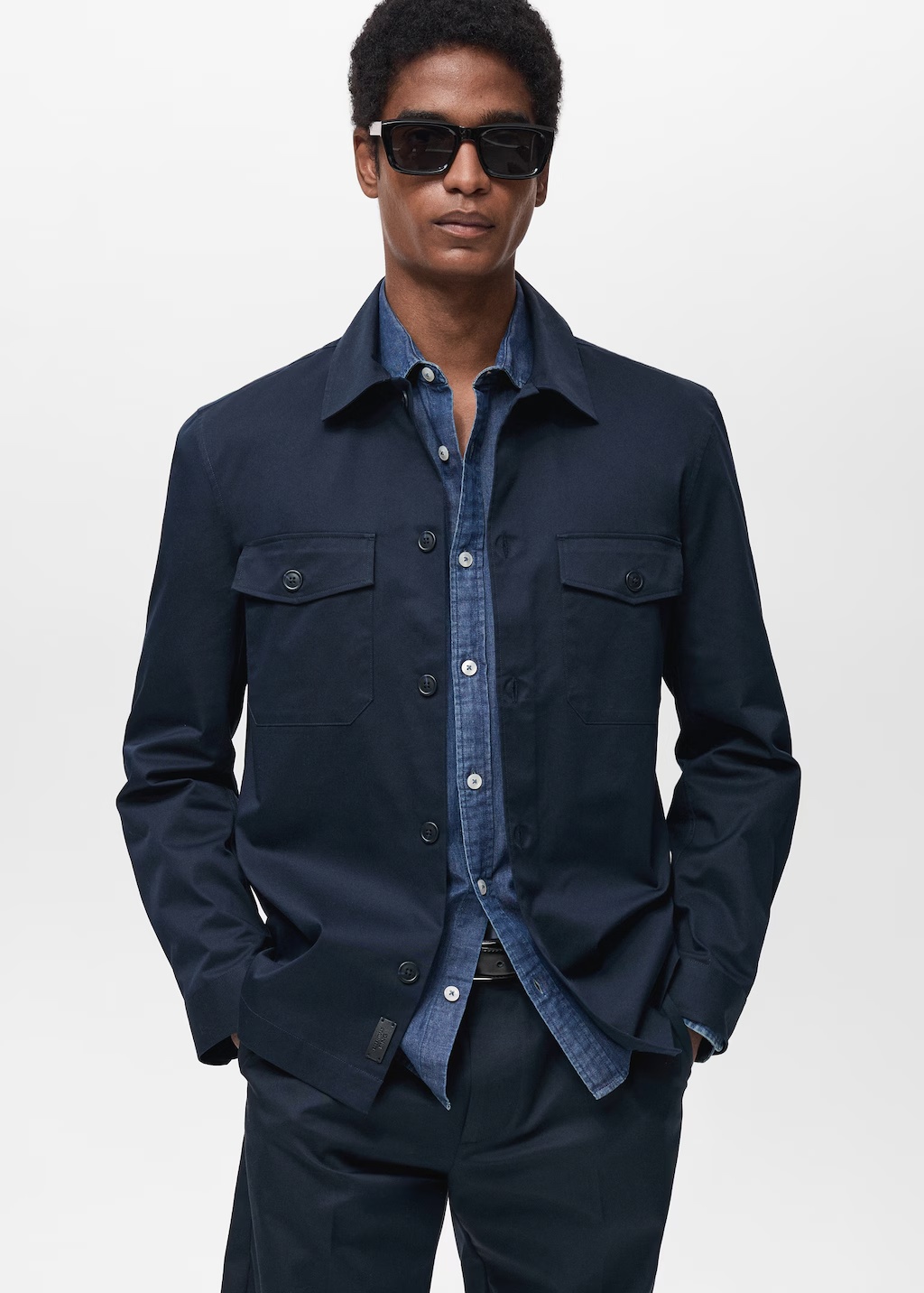 Regular-fit cotton overshirt with pockets