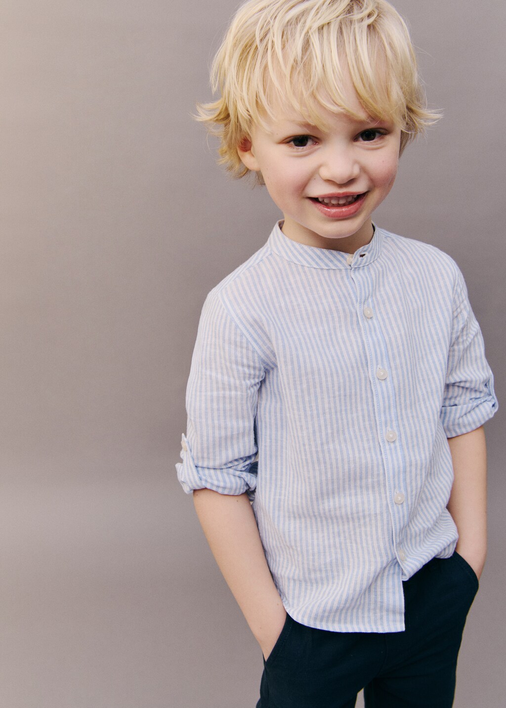Striped linen-blend shirt