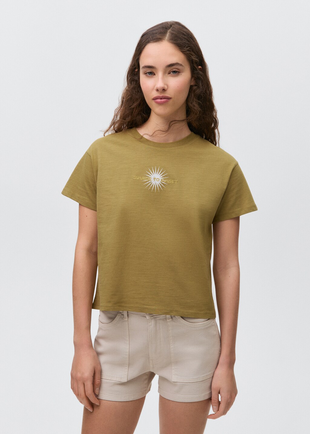 Embroidered cotton message t-shirt