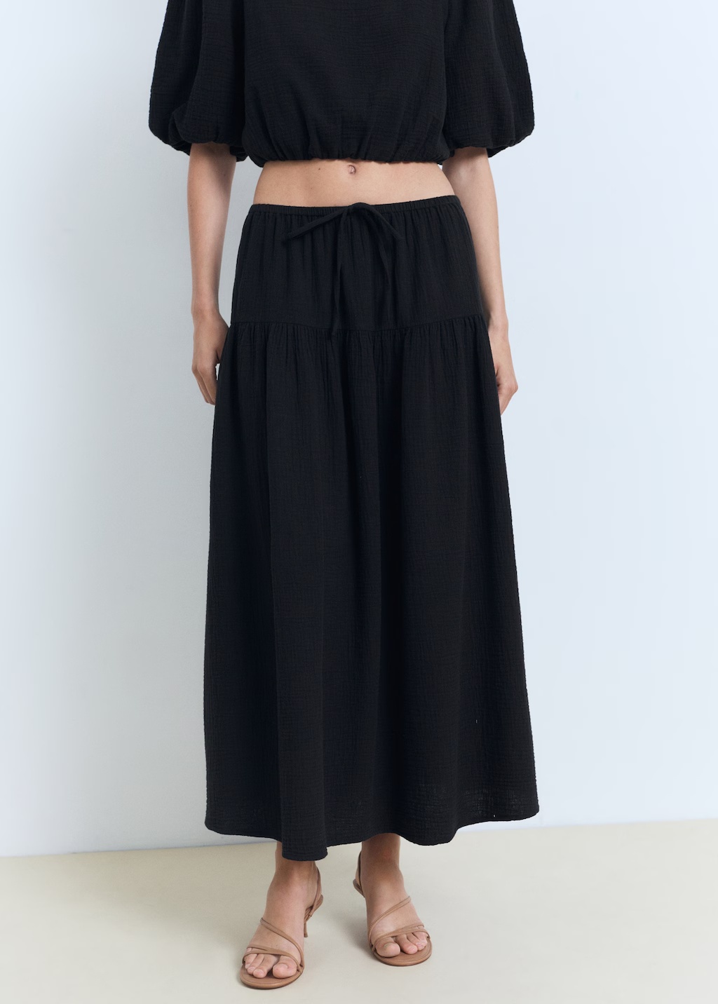 Cotton drawstring skirt