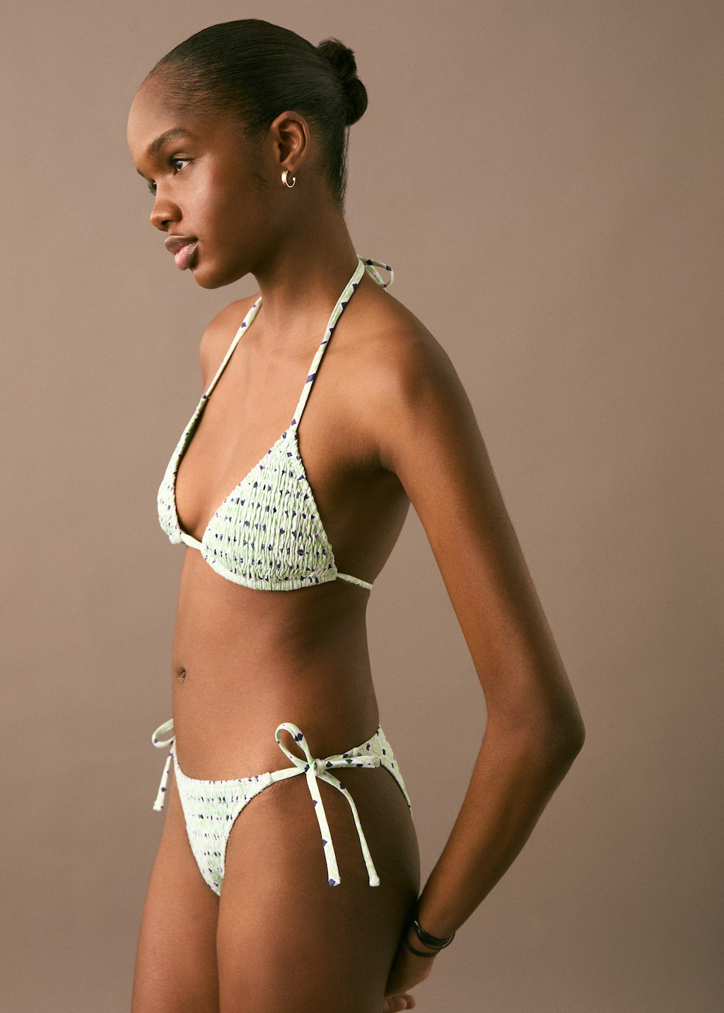 Ruched printed bikini