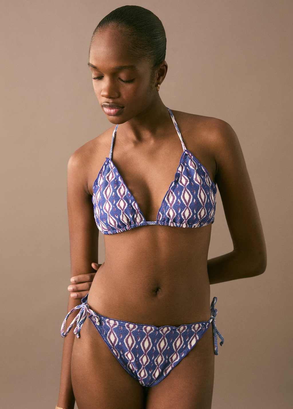 Bikini with printed trim