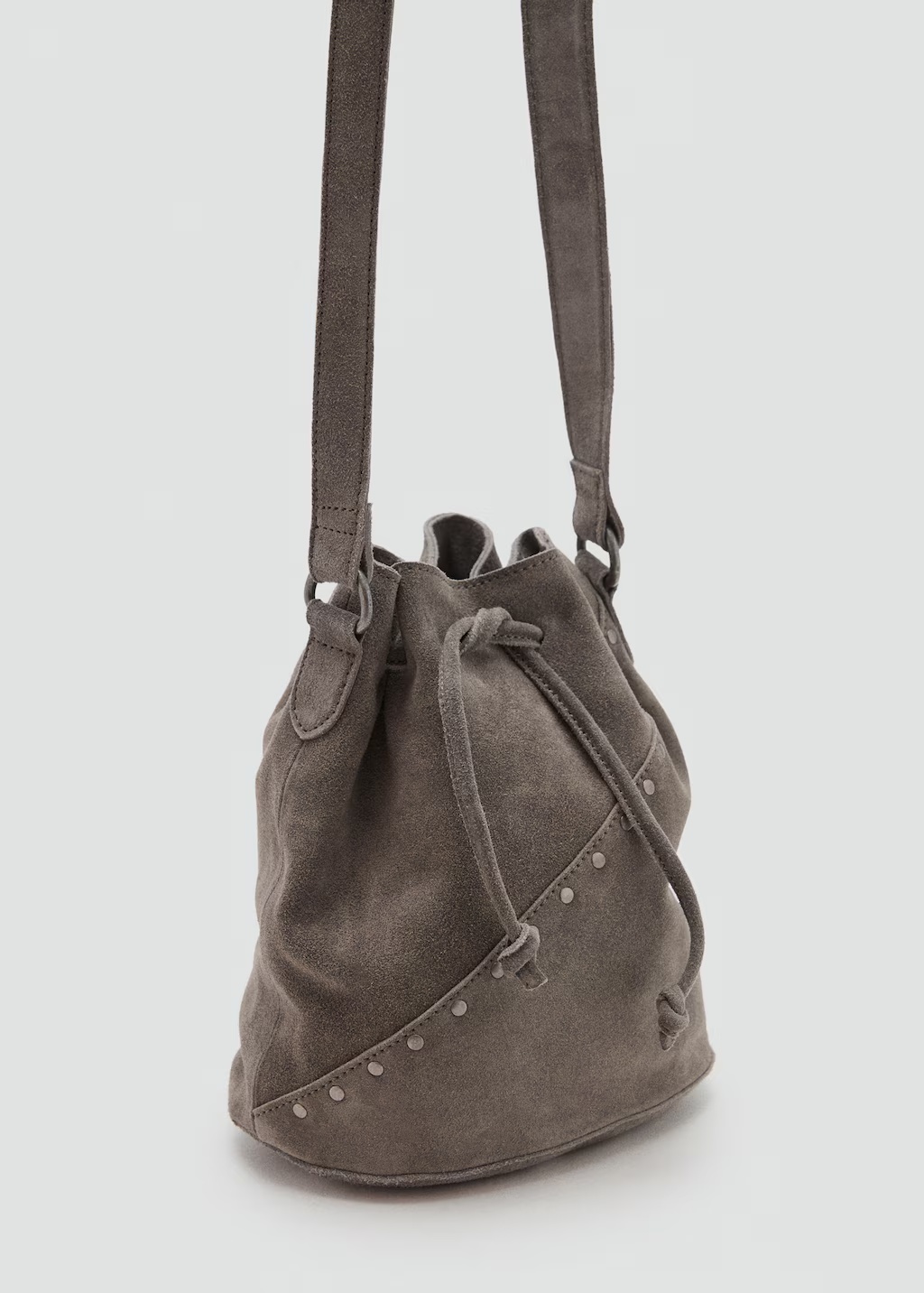 Bucket bag leather with studs