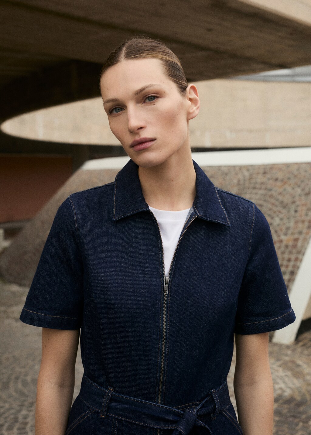 Short-sleeved denim jumpsuit 5 Short-sleeved denim jumpsuit