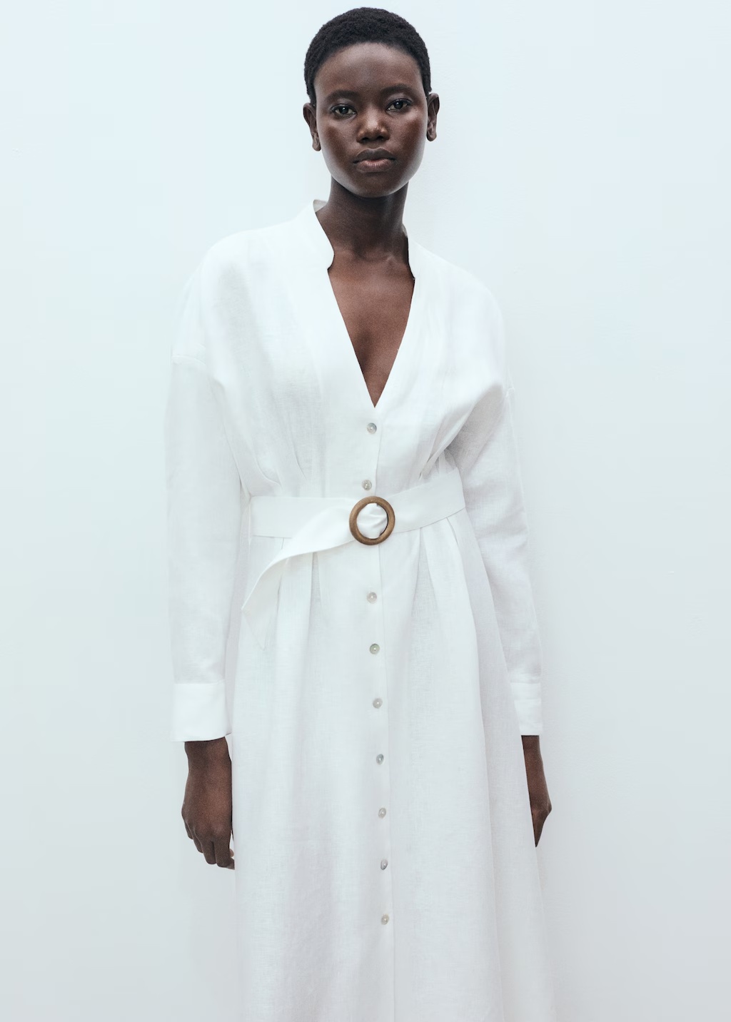 Linen shirt dress with belt