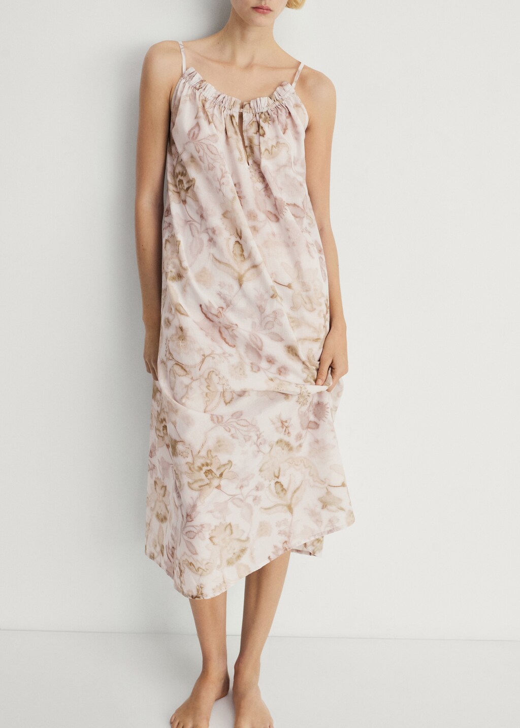 Floral print cotton nightgown