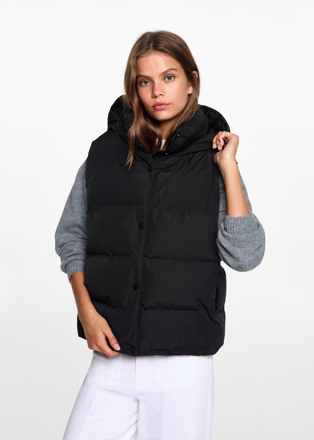 Quilted gilet with hood