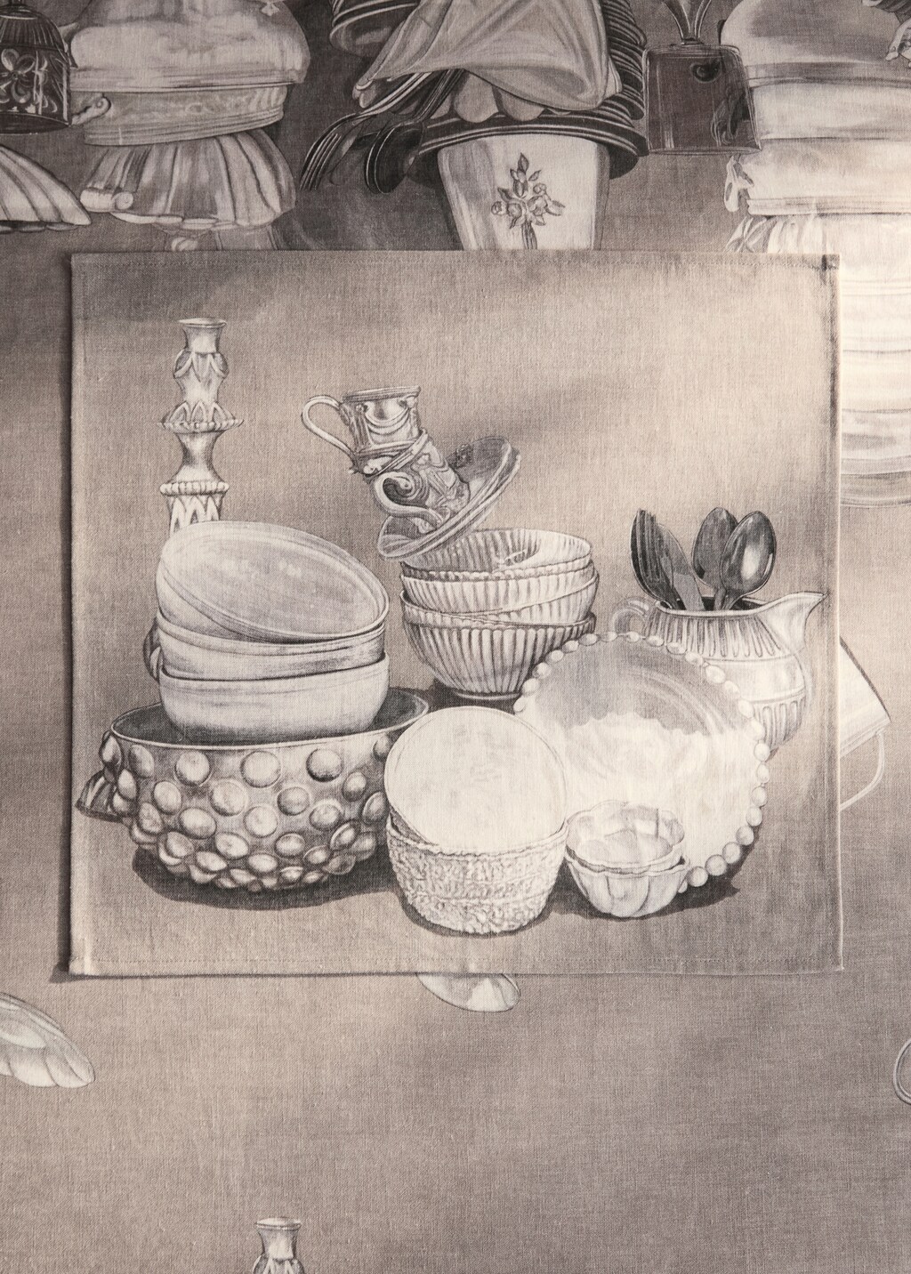 Cotton linen napkins with tableware print