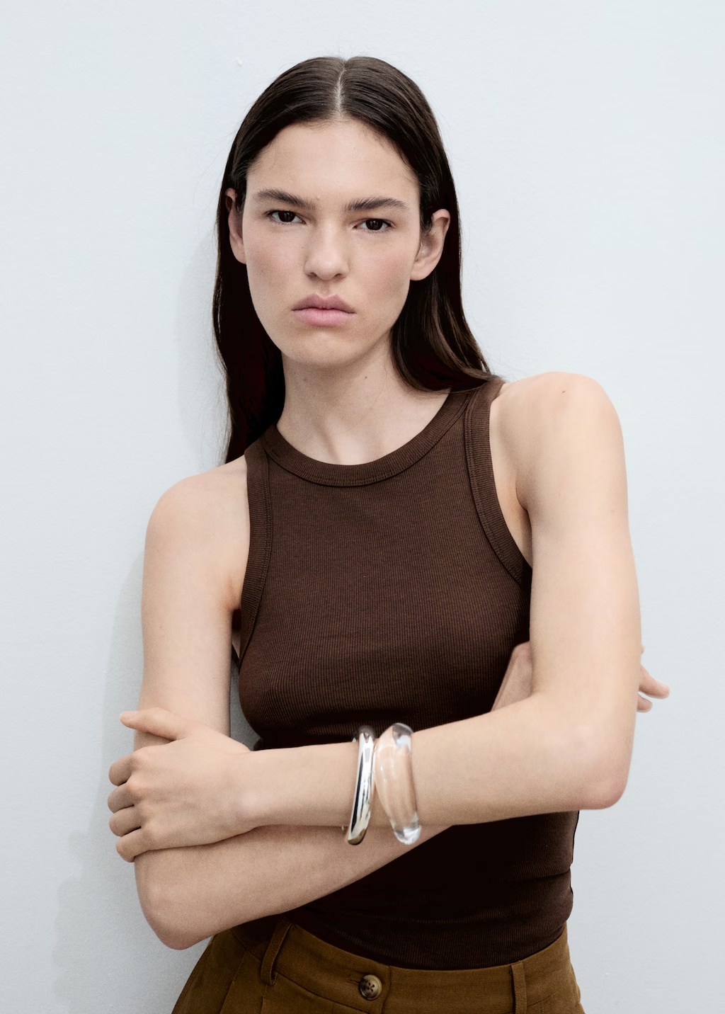 Ribbed cotton-blend top