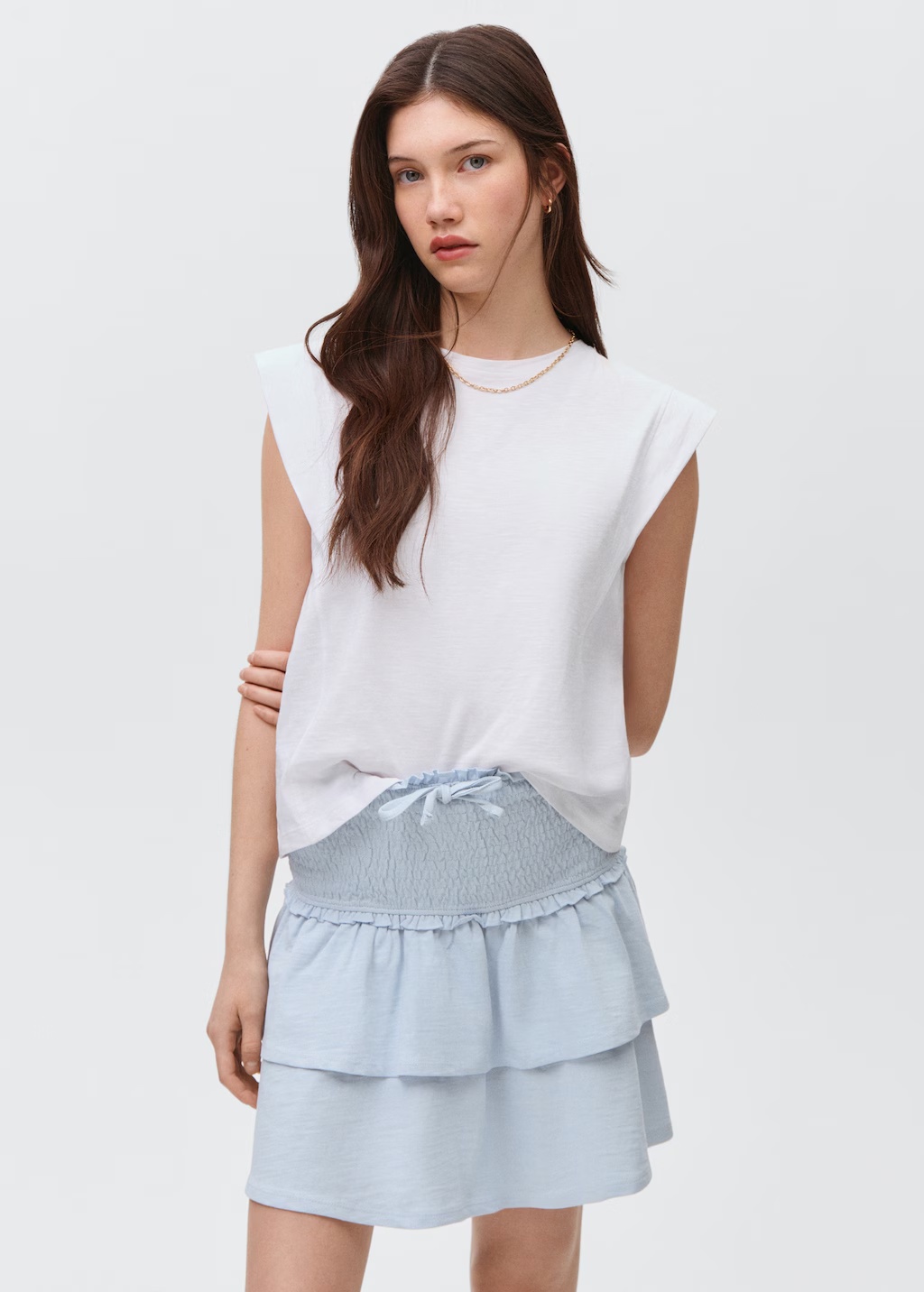 Gathered skirt with ruffles