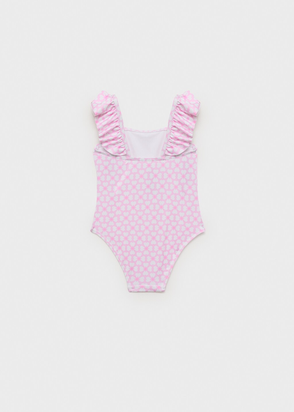 Printed swimsuit with ruffled straps