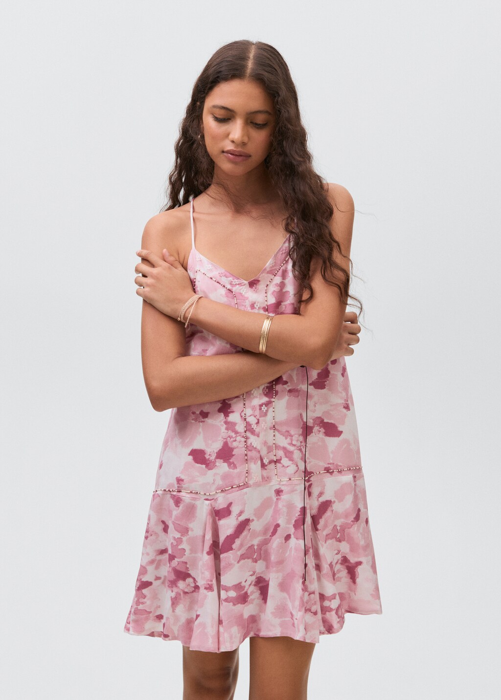 Embroidered tie-dye dress