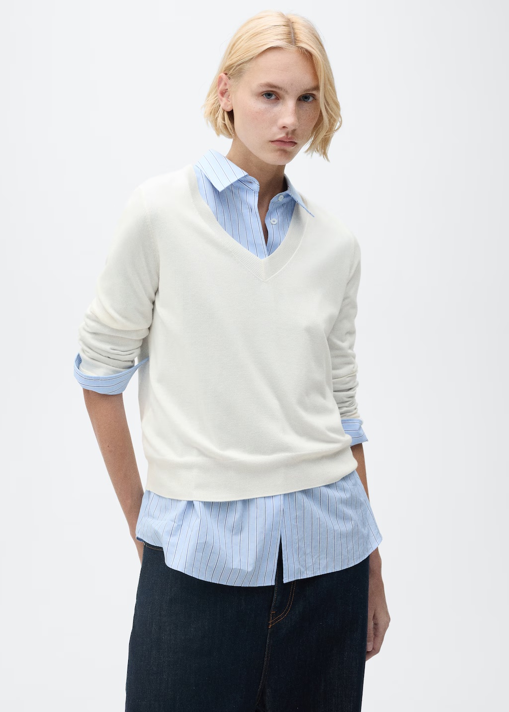 V-neck knit sweater