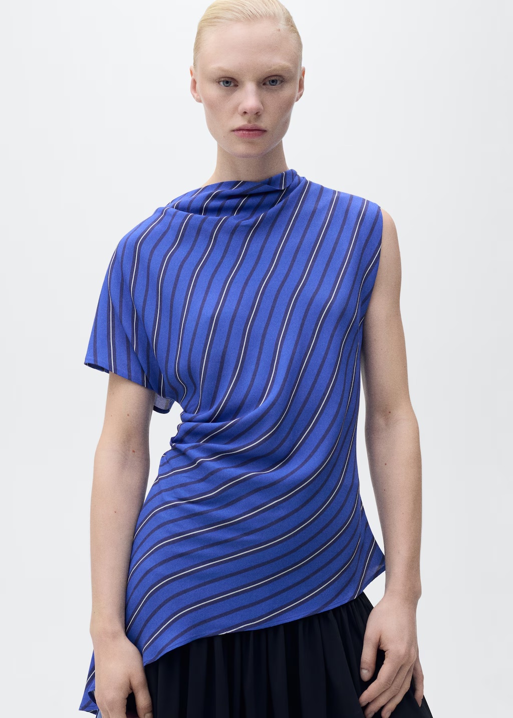 Asymmetrical striped blouse