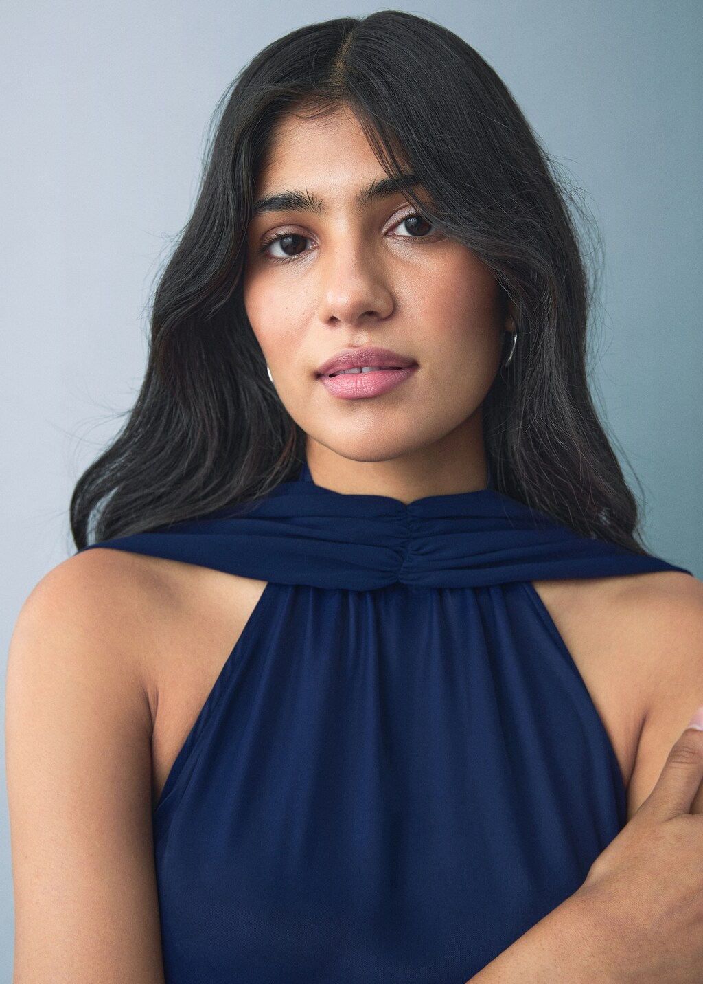 Satin halter neck dress