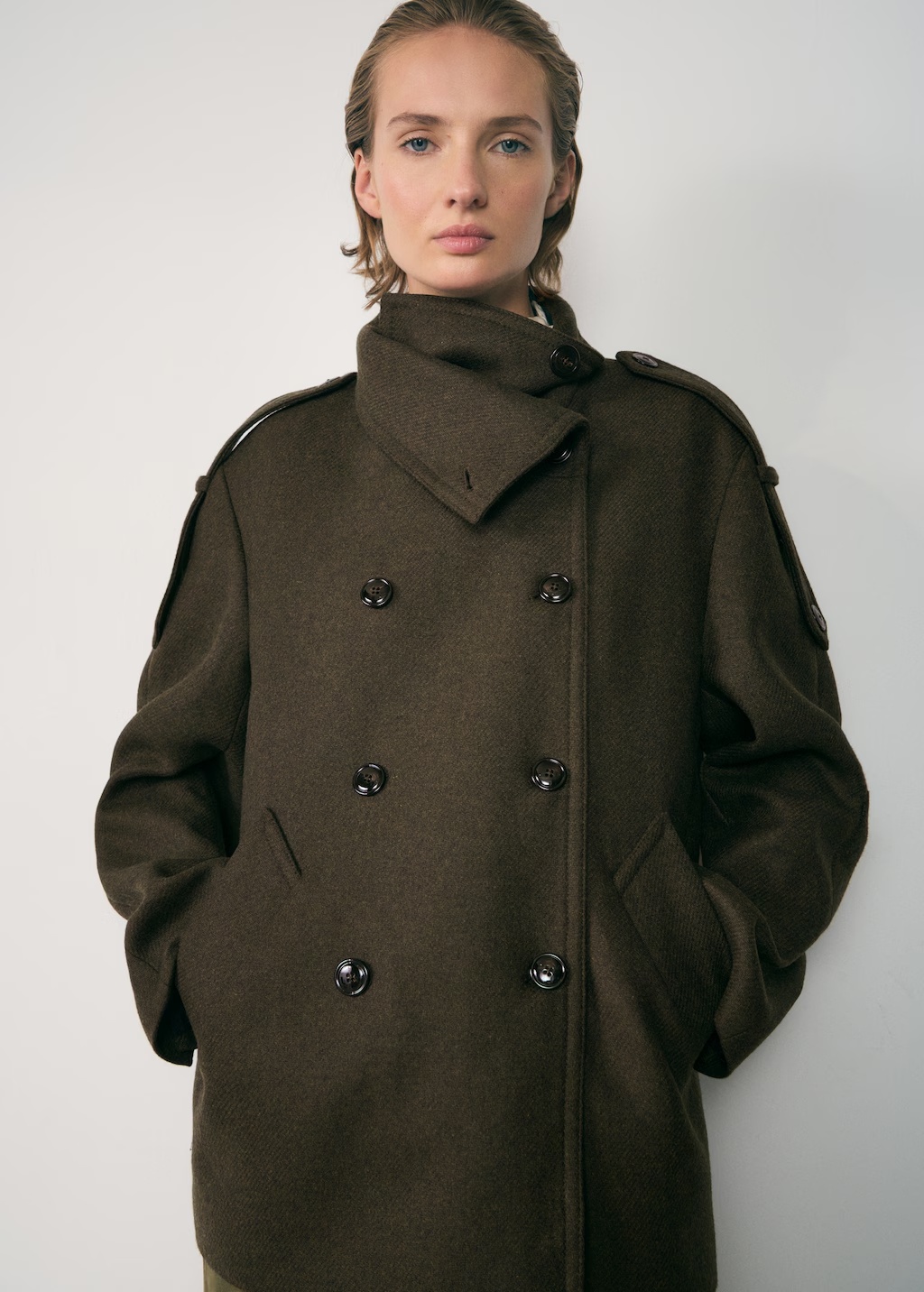 Double-breasted wool coat