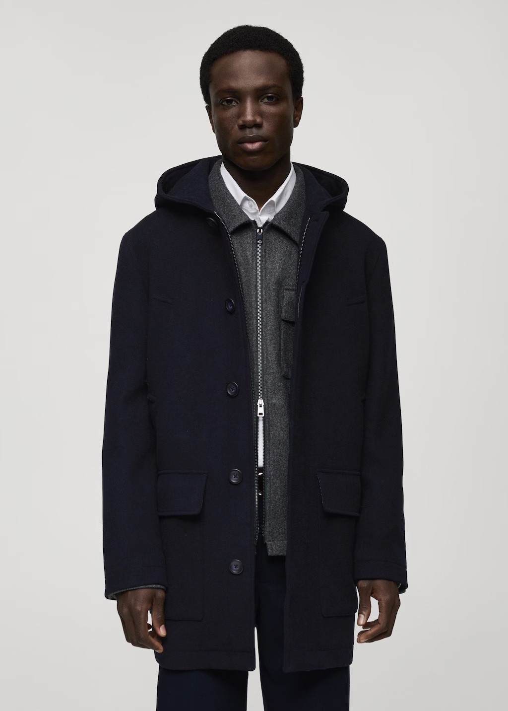 Hooded wool coat