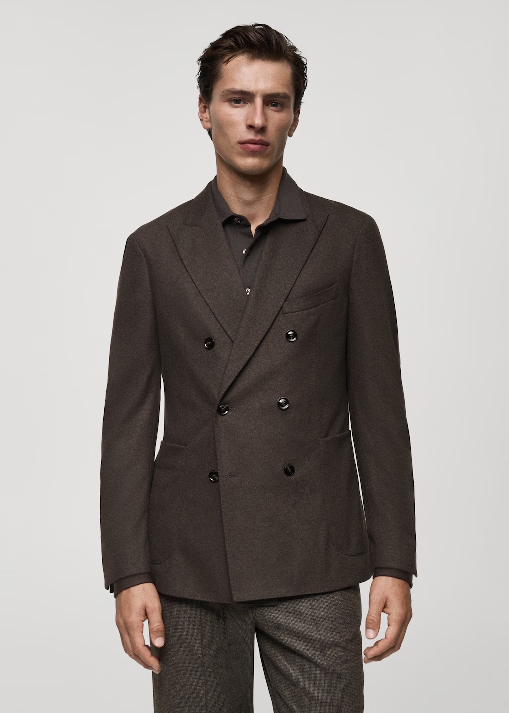 Flannel virgin wool double-breasted jacket
