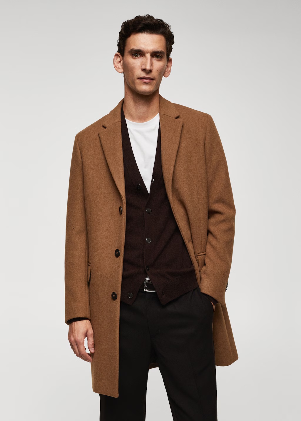 Long recycled wool coat
