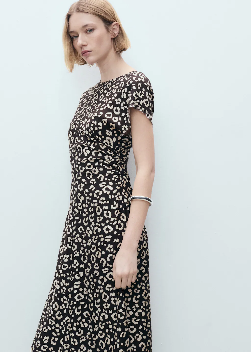 Animal-print dress with frayed edges