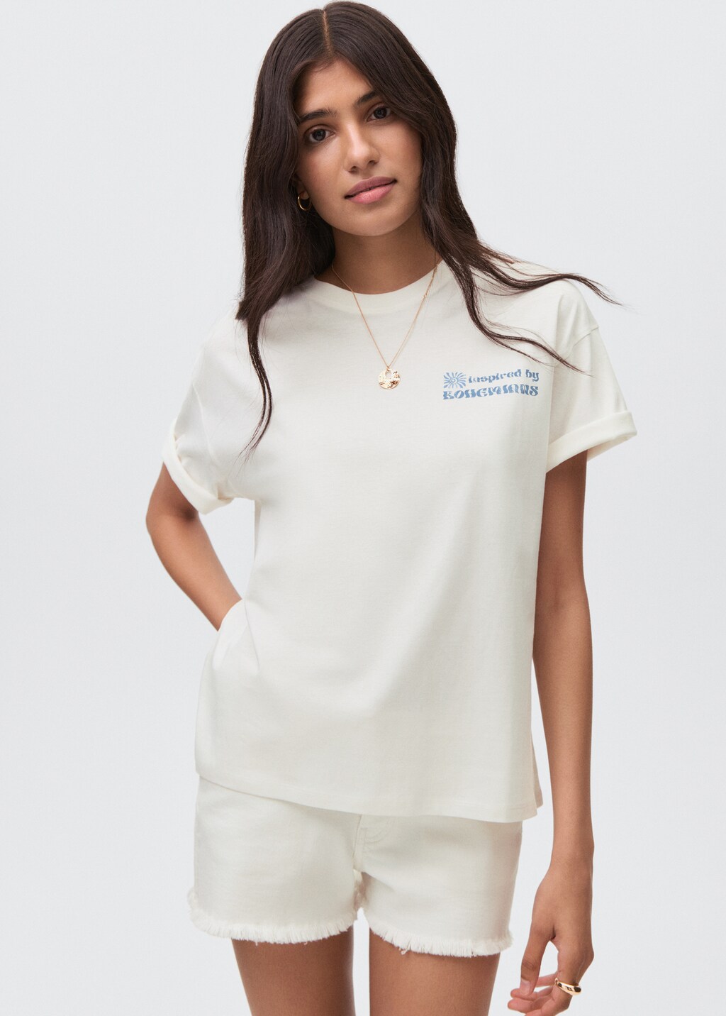 Printed cotton-blend T-shirt