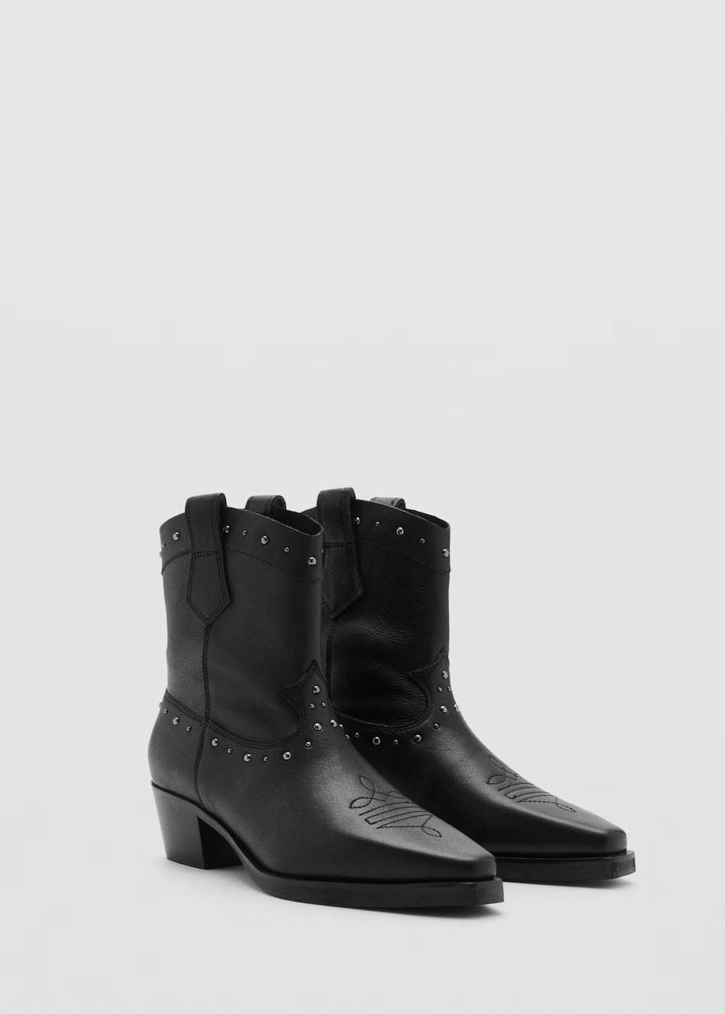 Cowboy-style leather ankle boots