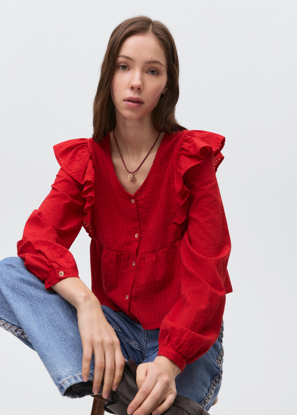 Ruffle shoulders blouse 5 Ruffle shoulders blouse
