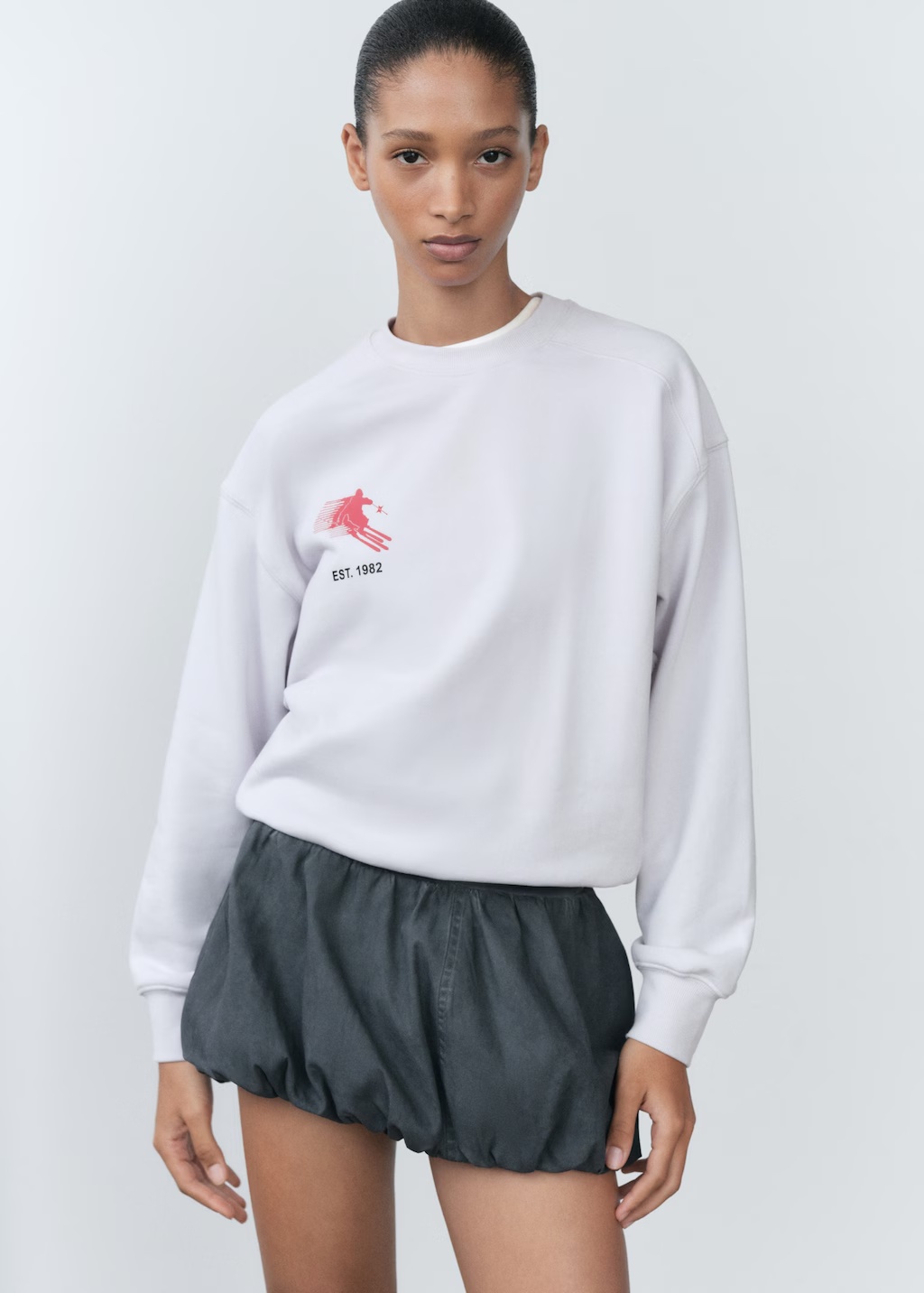 Cotton sweatshirt with printed message