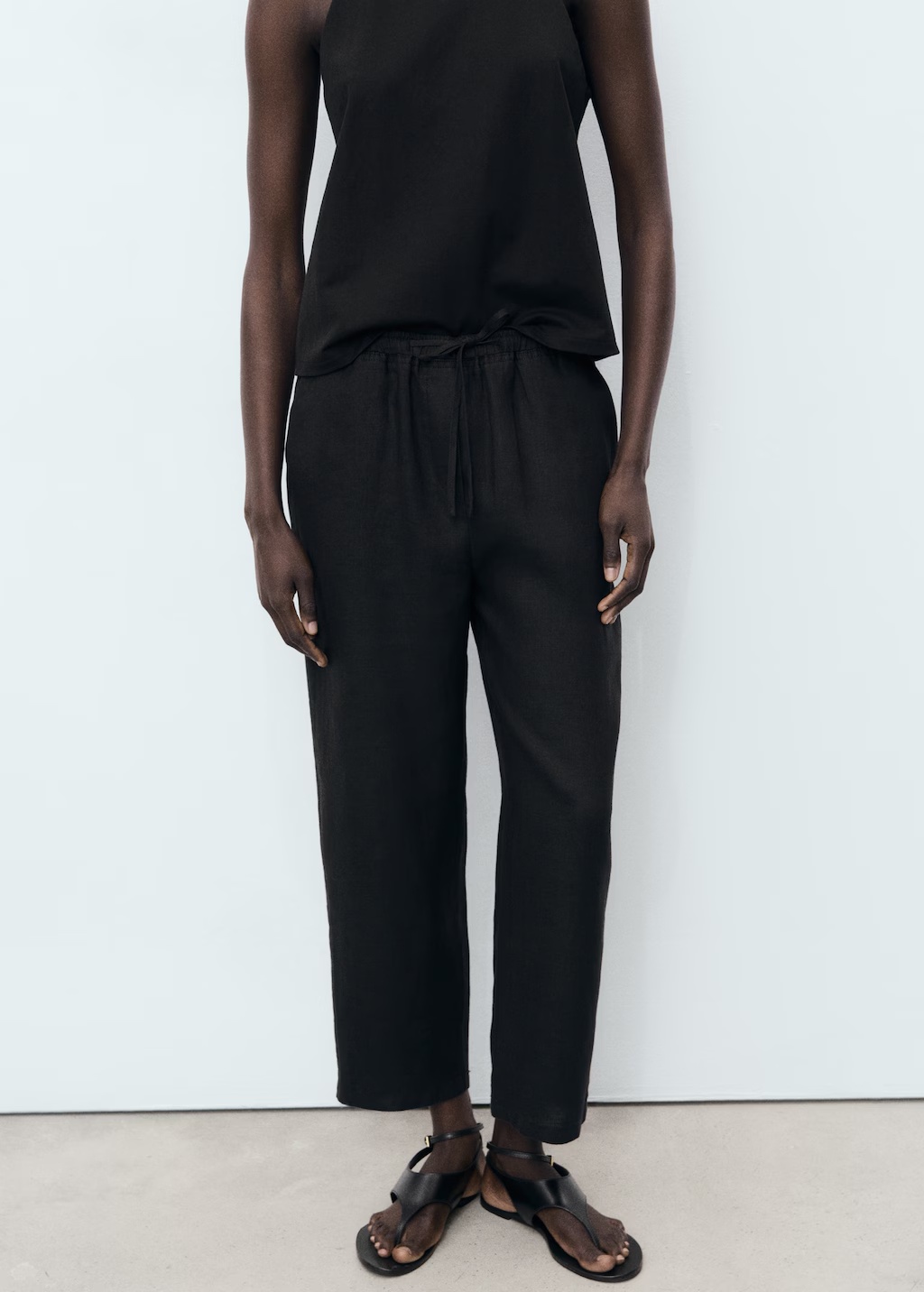 Linen pants with drawstring